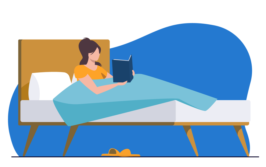 Pessoa na cama a ler um livro